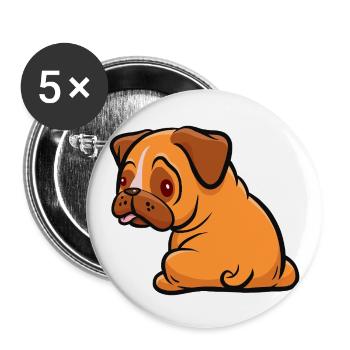 Pug - Dog Fan - Gift - Buttons large 2.2''/56 mm (5-pack) - white - Front