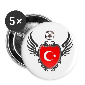 Turquie de football (manteau des bras et ailes) - Lot de 5 grands badges (56 mm) - blanc - Devant