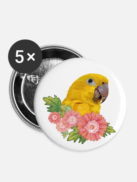 Guaruba Guarouba - Buttons groß 56 mm (5er Pack) - Weiß