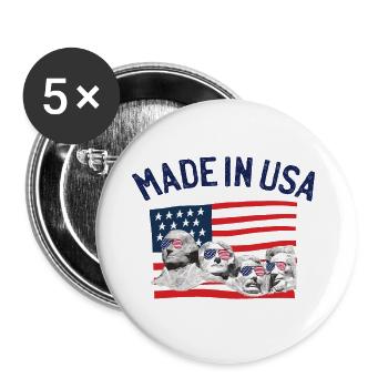 Made in USA États-Unis États-Unis drapeau américain - Lot de 5 grands badges (56 mm) - blanc - Devant