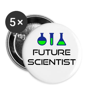 Future scientist (piston, test tube) - Buttons large 2.2''/56 mm (5-pack) - white - Front