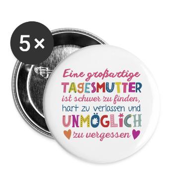 Großartige Tagesmutter - Buttons groß 56 mm (5er Pack) - Weiß - Vorne