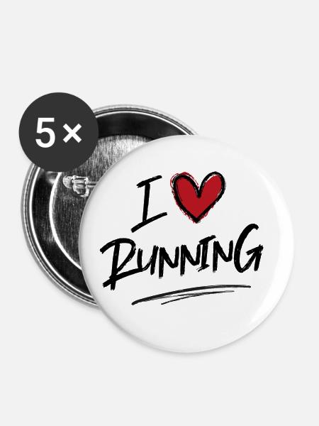 Ich liebe Rennen - Buttons groß 56 mm (5er Pack) - Weiß