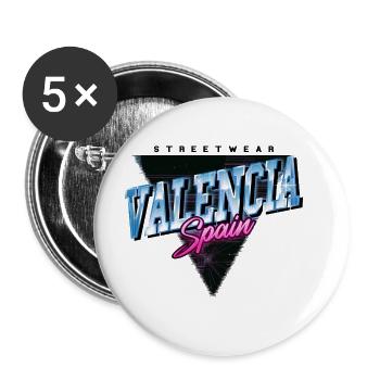 Valencia Spain City Skyline Vintage Retro - Buttons large 2.2''/56 mm (5-pack) - white - Front