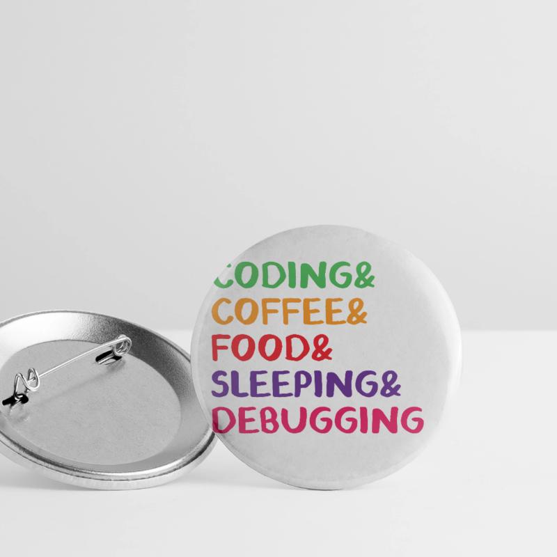 Coding Coffee Food Sleeping Debbuging Programmer C Buttons groß 56 mm (5er Pack)
