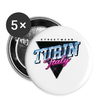 Turin Turin Turin Italie Ville Skyline Vintage Rétro - Lot de 5 grands badges (56 mm) - blanc - Devant