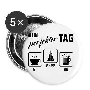 Mein Perfekter Tag Sailing Captain Ship Sea Skippe - Buttons groß 56 mm (5er Pack) - Weiß - Vorne