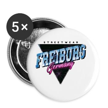 Freiburg Deutschland Stadt Skyline Vintage Retro - Buttons groß 56 mm (5er Pack) - Weiß - Vorne