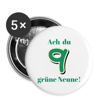 Ach du grüne Neune - Buttons groß 56 mm (5er Pack) - Weiß - Vorne