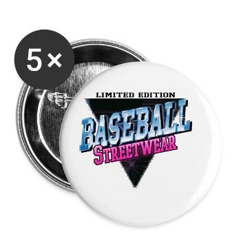 Baseball Sports Police Vintage Retro Streetwear - Lot de 5 grands badges (56 mm) - blanc - Devant