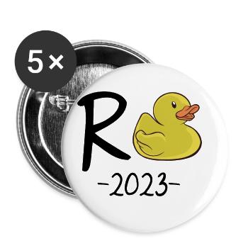 Rente 2023 Grafik Rentner Pensionär Pension Ruhest - Buttons groß 56 mm (5er Pack) - Weiß - Vorne