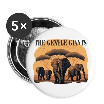 Elephant Herd Gentle Giants Gift - Buttons large 2.2''/56 mm (5-pack) - white - Front