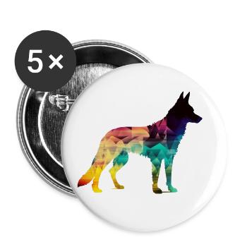 Beau chien - chien coloré - Lot de 5 grands badges (56 mm) - blanc - Devant