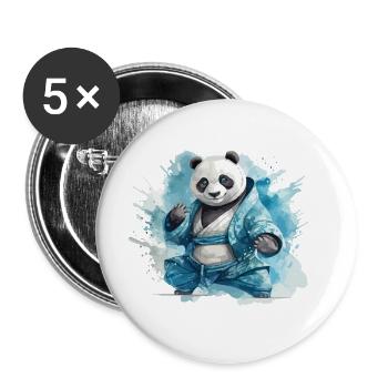 Panda Bär Karate Kung Fu Judo Kampfsport Kämpfer - Buttons groß 56 mm (5er Pack) - Weiß - Vorne