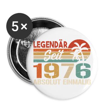 Original 1976 Jahrgang Vintage Geburtstag 1976 - Buttons groß 56 mm (5er Pack) - Weiß - Vorne
