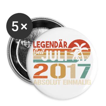 2017 Juli Geboren im Juli 2017 - Buttons groß 56 mm (5er Pack) - Weiß - Vorne