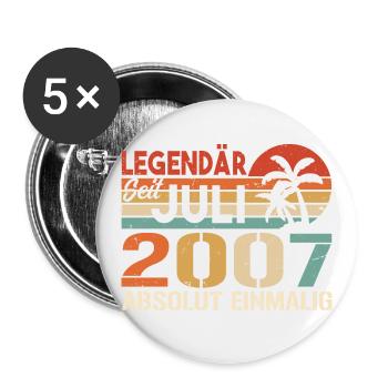 2007 Juli Geboren im Juli 2007 - Buttons groß 56 mm (5er Pack) - Weiß - Vorne