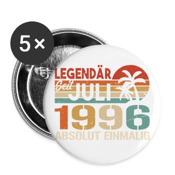 1996 Juli Geboren im Juli 1996 - Buttons groß 56 mm (5er Pack) - Weiß - Vorne