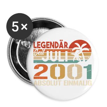 2001 Juli Geboren im Juli 2001 - Buttons groß 56 mm (5er Pack) - Weiß - Vorne