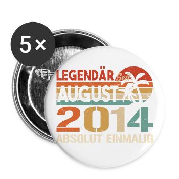 Geboren im August 2014 Funny Birthday Retro - Buttons groß 56 mm (5er Pack) - Weiß - Vorne