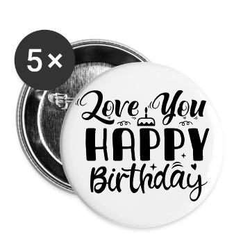 Birthday Queen 10 Joyeux anniversaire - Lot de 5 grands badges (56 mm) - blanc - Devant