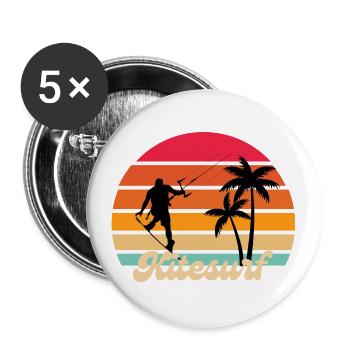 Kitesurfen - Buttons groß 56 mm (5er Pack) - Weiß - Vorne