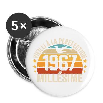 Jahrgang 1967 Retro 1967 Geburtstagsgeschenk - Buttons groß 56 mm (5er Pack) - Weiß - Vorne