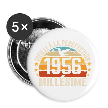 Vintage 1956 Retro 1956 Birthday Gift - Buttons large 2.2''/56 mm (5-pack) - white - Front