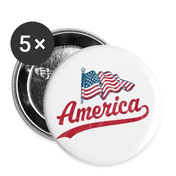 Amerika Flagge - Buttons groß 56 mm (5er Pack) - Weiß - Vorne