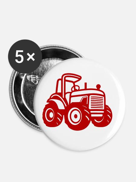 Traktor Icon - Buttons groß 56 mm (5er Pack) - Weiß