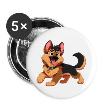 Deutscher Schäferhund 2 - Buttons groß 56 mm (5er Pack) - Weiß - Vorne