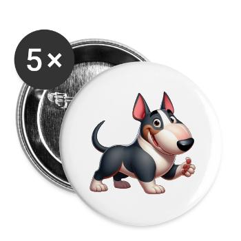 Bullterrier - Buttons groß 56 mm (5er Pack) - Weiß - Vorne