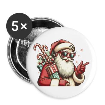 santa fun 2 - Lot de 5 grands badges (56 mm) - blanc - Devant