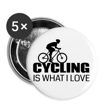 Cycling is what I love - Buttons large 2.2''/56 mm (5-pack) - white - Front