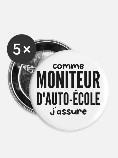 Fahrschul-Instruktor - Buttons groß 56 mm (5er Pack) - Weiß