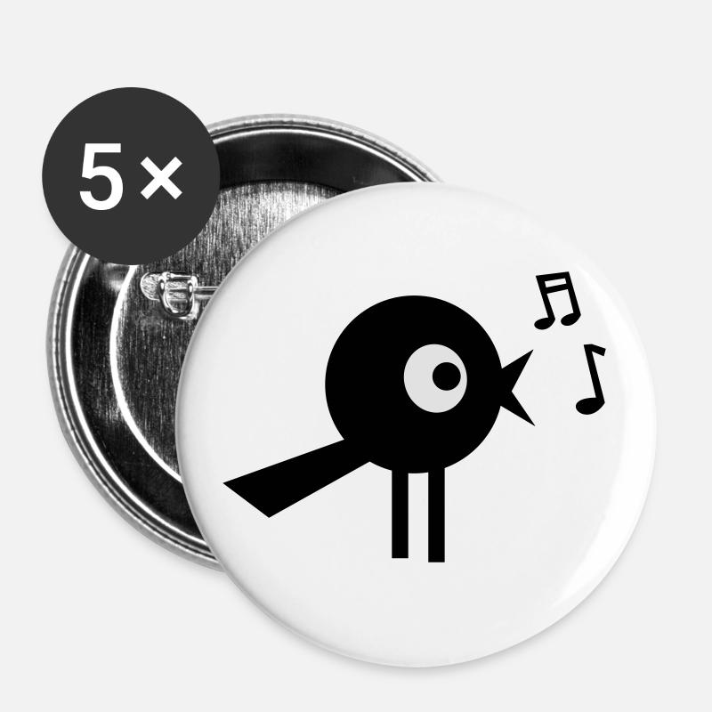 Singing Bird - Buttons large 2.2''/56 mm (5-pack) - white