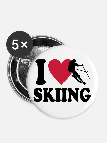 Ski - Buttons groß 56 mm (5er Pack) - Weiß