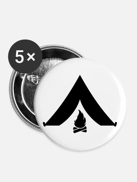 Camping - Buttons groß 56 mm (5er Pack) - Weiß
