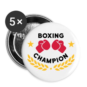 Boxing champion (boxing gloves, laurel wreath) - Buttons large 2.2''/56 mm (5-pack) - white - Front