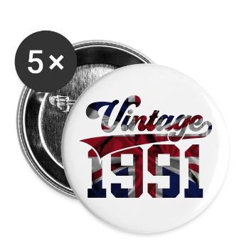 35E ANNIVERSAIRE DU ROYAUME-UNI VINTAGE 1991 - Lot de 5 grands badges (56 mm) - blanc - Devant