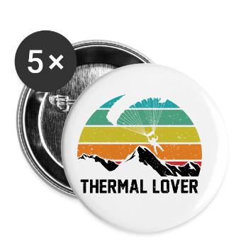 Thermal Lover Paragliding Paraglider Parachute Sky - Buttons groß 56 mm (5er Pack) - Weiß - Vorne
