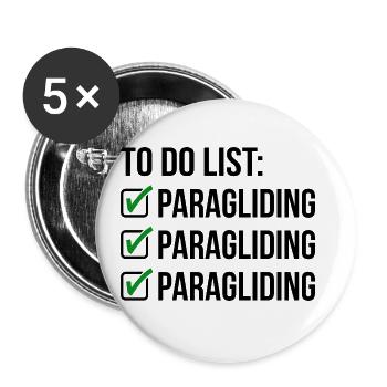 To Do List Paragliding Paraglider Parachute Skydiv - Buttons groß 56 mm (5er Pack) - Weiß - Vorne