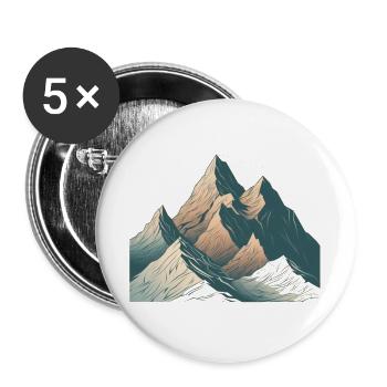 Minimalistisches Berg, Alpen Motiv - Buttons groß 56 mm (5er Pack) - Weiß - Vorne