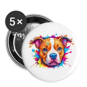Hunde Welpen Logo Bunter Farbklecks - Buttons groß 56 mm (5er Pack) - Weiß - Vorne
