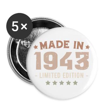 Made In 1943 Cadeau Anniversaire 1943 Vintage 1943 - Lot de 5 grands badges (56 mm) - blanc - Devant