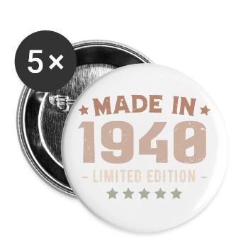 Made In 1940 Cadeau Anniversaire 1940 Vintage 1940 - Lot de 5 grands badges (56 mm) - blanc - Devant