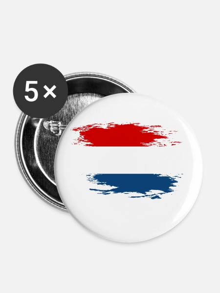 Holland Flagge used Design - Buttons groß 56 mm (5er Pack) - Weiß