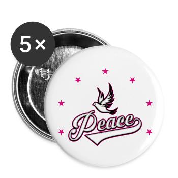 Peace - Buttons groß 56 mm (5er Pack) - Weiß - Vorne