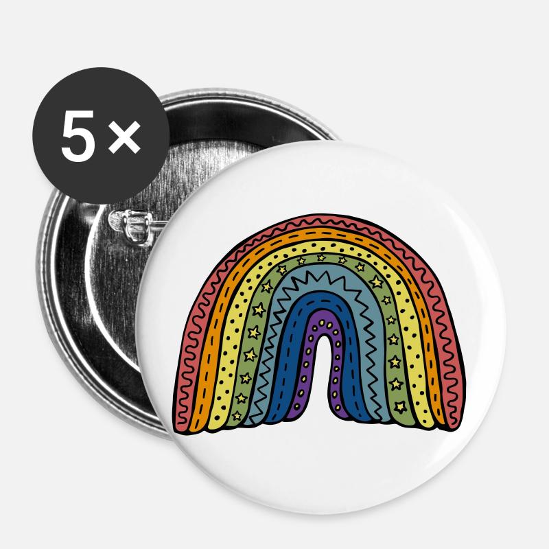 Big Rainbow - Buttons large 2.2''/56 mm (5-pack) - white