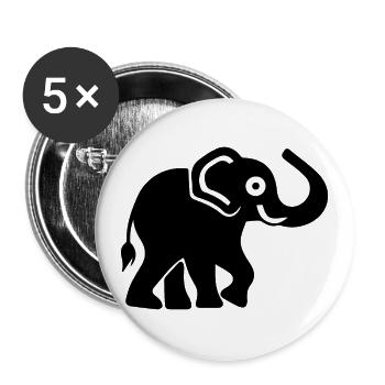 Elefant - Buttons groß 56 mm (5er Pack) - Weiß - Vorne